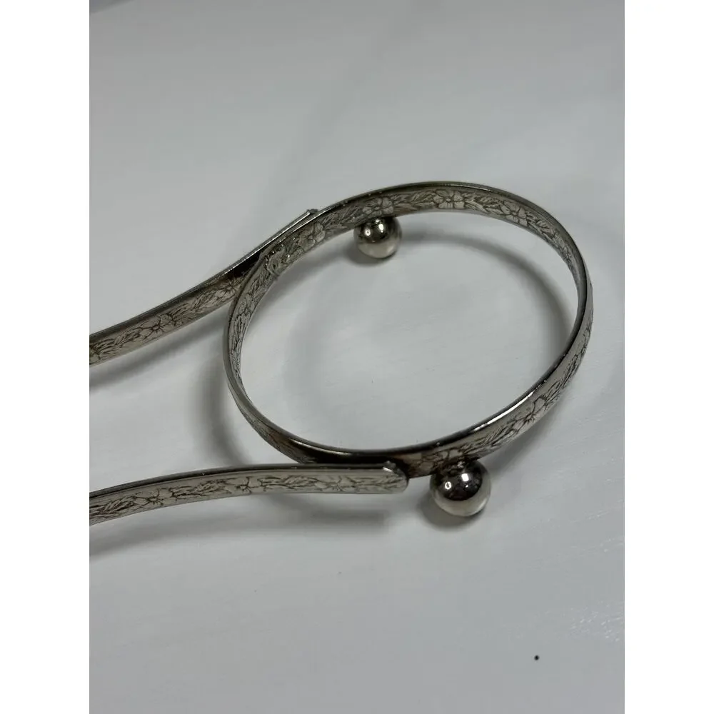 Vintage Silverplate Double Napkin Ring Stand, Victorian Floral Engraved Holder